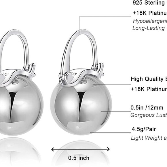 Elegant 925 Sterling Silver Pearl Drop Earrings Dangle Stud Gold Plated Earrings - Picture 6 of 6